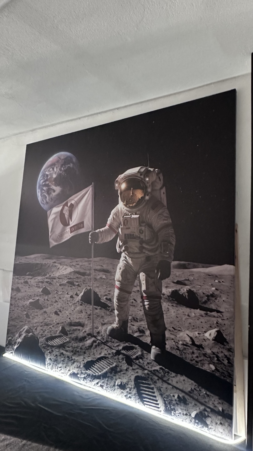 Detalle del cuadro de astronauta; luz utilizada únicamente para la fotografía